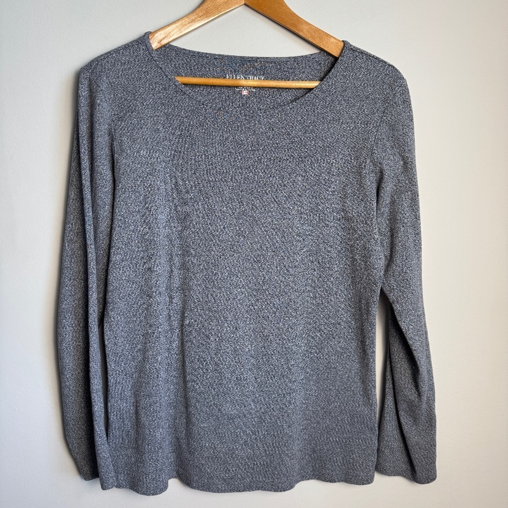 Ellen Tracy Women's Performance Long Sleeve Activewear T-Shirt Gray Large Casual